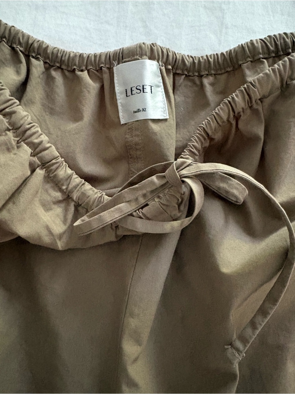 LESET Women’s  Wide-Leg Kyoto Carpentwr Drawstring pants in Olive-Tan size XL - Picture 3 of 5